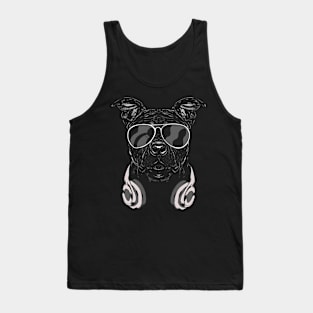 Dog with headphones and cool music glasses Tank Top